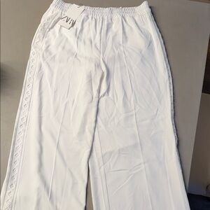 Zara White Lace Trim Pants NWT!